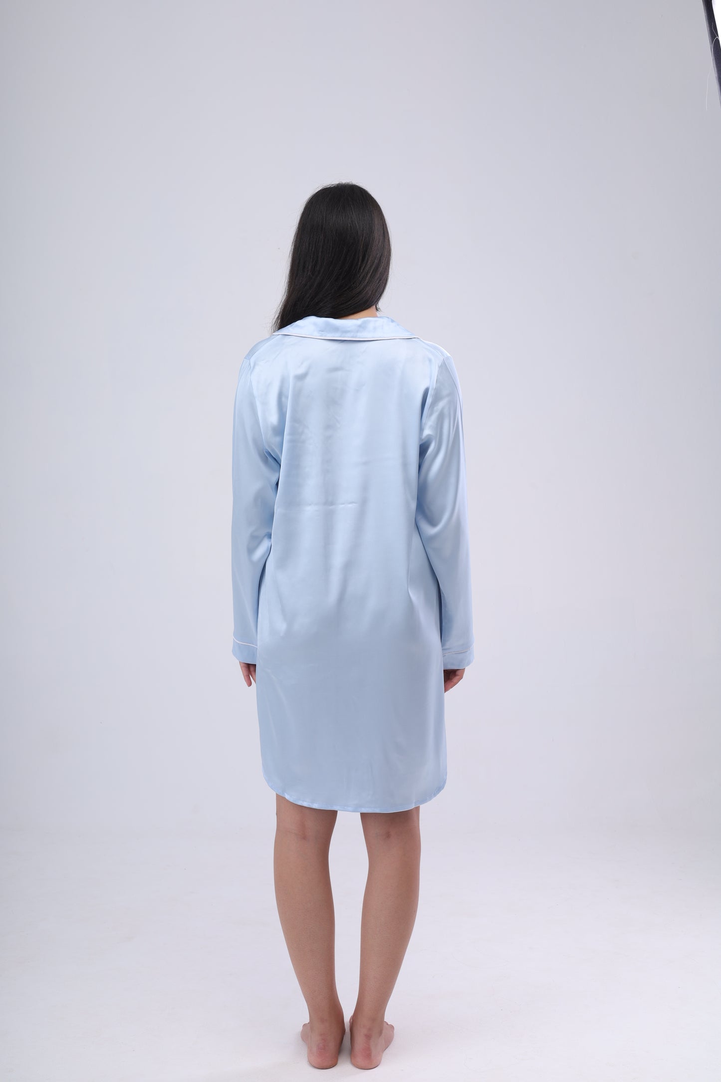 Pastel Blue Satin Night Dress