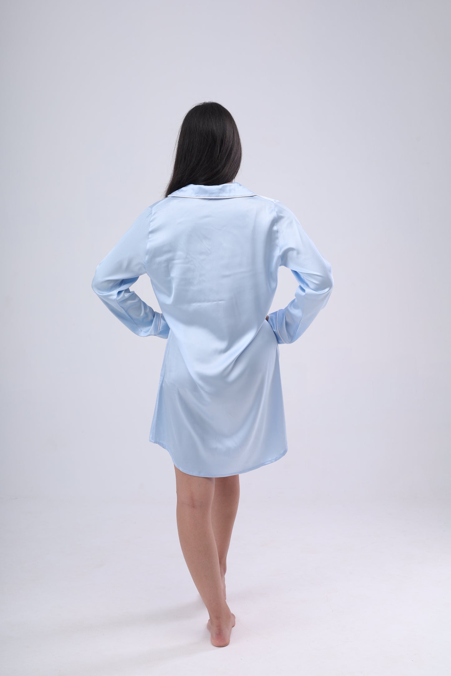 Pastel Blue Satin Night Dress