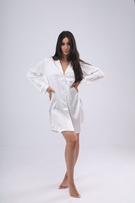 Ivory Satin Night Dress